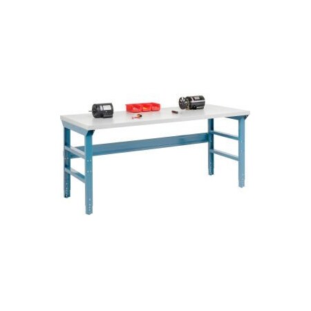 Global Equipment 72 x 30 Laminate Square Edge Workbench - Double Reinforced Adj. Legs - Blue 225225BL